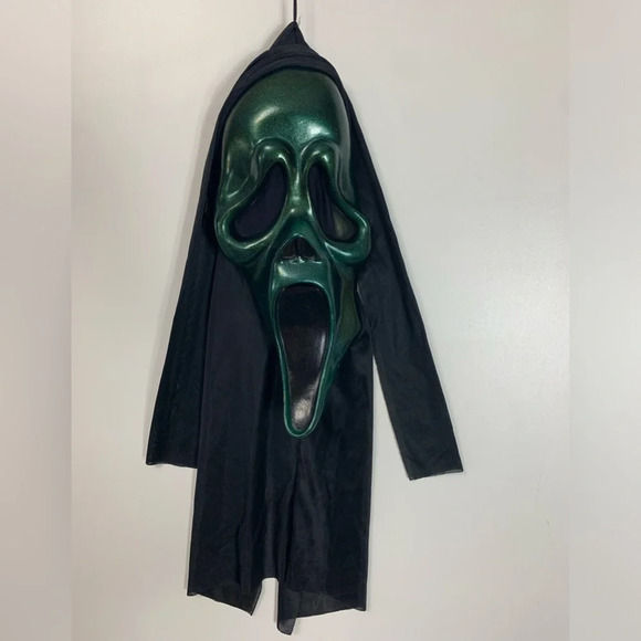 Vtg Scream Halloween Ghost Face Mask Green Shimmer Easter  Unlimited Inc FLAWED - Picture 2 of 16